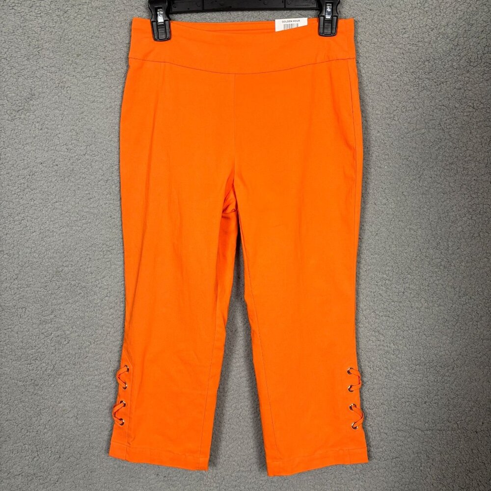 Jm Collection Petite Small Bright Orange Capri Pants Tummy Control Stretch NWT's